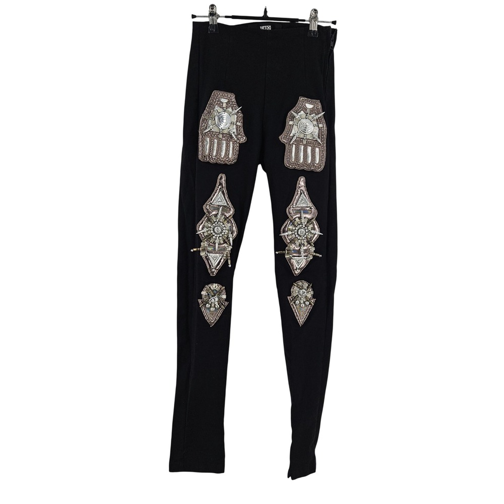 KTZ Kokon To Zai Embellished Spiked Leggings Pants Black Goth Steampunk XS